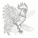 fighting rooster with wings up tattoo design idea