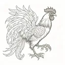 fighting rooster with wings up tattoo design idea