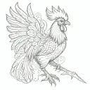 fighting rooster with wings up tattoo design idea