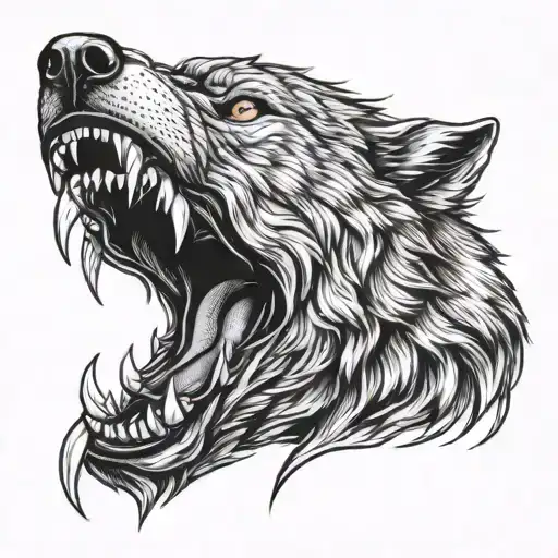 wolf growl head tattoo design idea