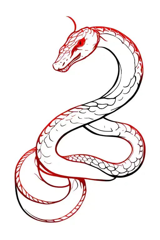 snake in black and red from shoulder to elbow to wrap the bicep and tricep tattoo design idea
