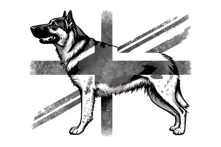 German shepherd union jack tattoo design idea