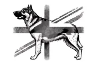 German shepherd union jack tattoo design idea