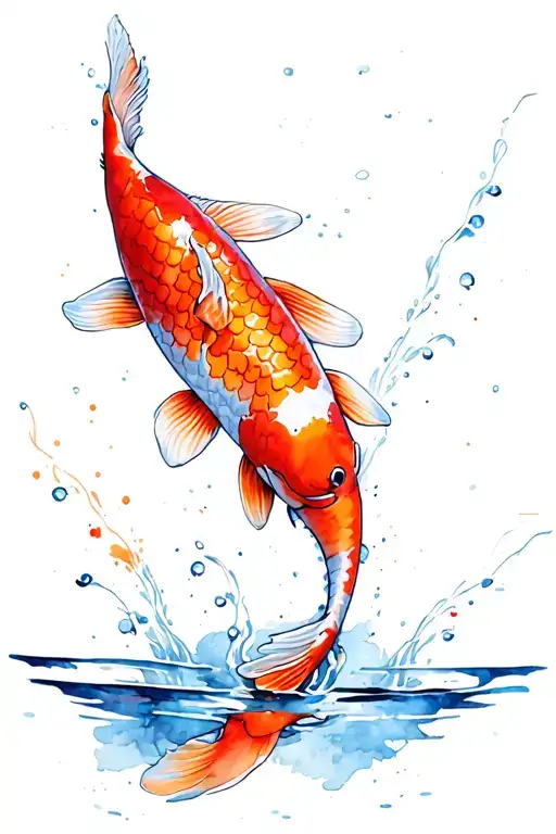 koi fish swimming upstream tattoo design idea