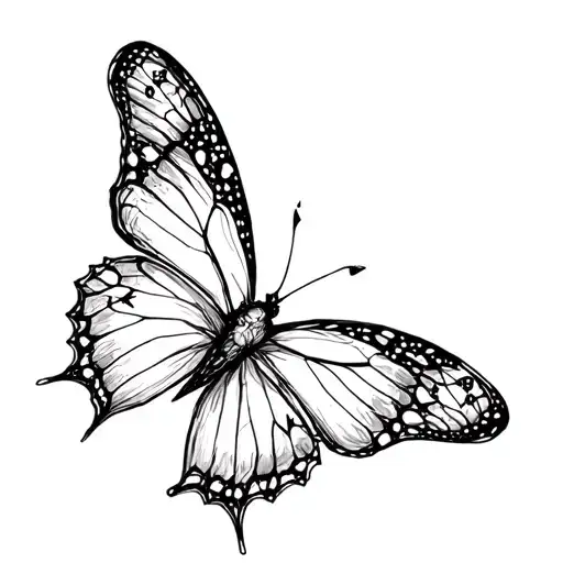Handwritten "Butterfly effect" with a drawn butterfly and stars tattoo design idea