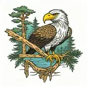 birch bark, pine trees, eagle, crane tattoo design idea