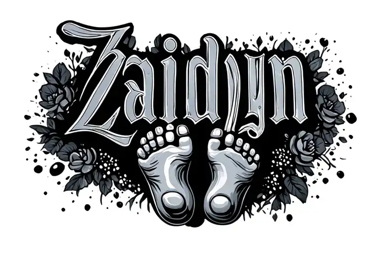 "Zaidyn" baby foot print tattoo design idea