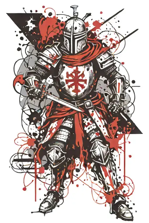 Crusader knight battling tattoo design idea