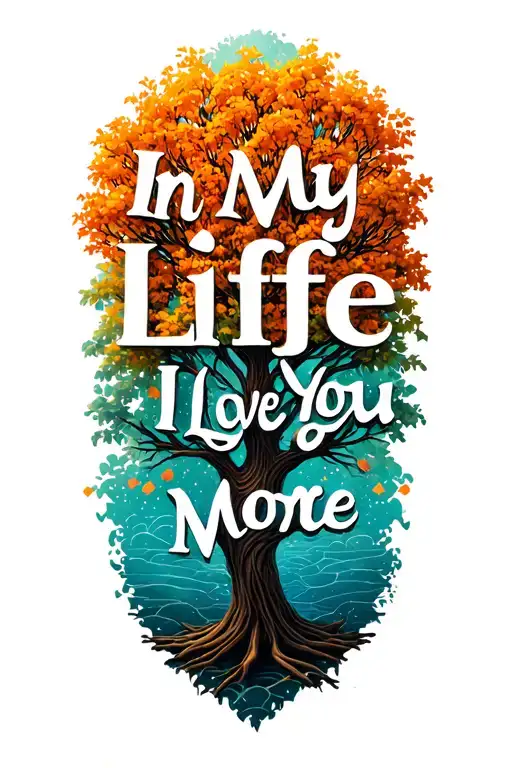 "In My Life I Love You More" Tree of Life tattoo design idea