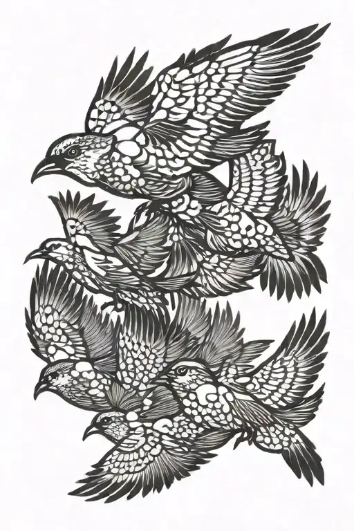 flock of birds flying tattoo design idea