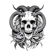 Tattoo in honor of my wife with a skull, the symbol of leo and Capricorn entertwined tattoo design idea