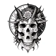 Tattoo in honor of my wife with a skull, the symbol of leo and Capricorn entertwined tattoo design idea