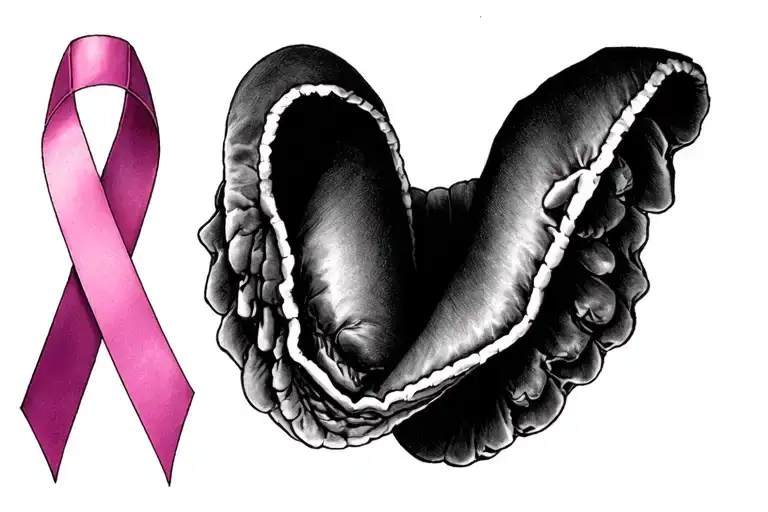 cancer awareness ribbion with inside Annie Henson Feb 1944  Jul 2022 all back simplistic tattoo design idea