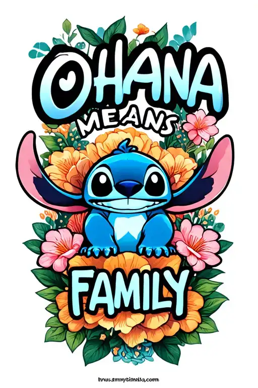 "OHANA MEANS FAMILY " Disneys Stich animation "Lilu and Stich" tattoo design idea