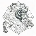 Aries, Gemini, aquarius and Leo in harmony mythology tattoo design idea