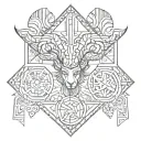 Aries, Gemini, aquarius and Leo in harmony mythology tattoo design idea