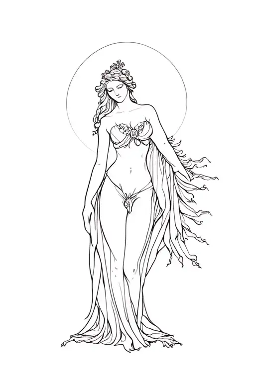 aphrodite goddess of love tattoo design idea