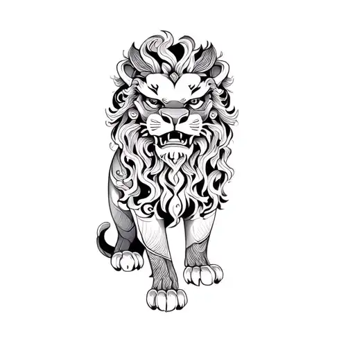 a chinese lion tattoo design idea