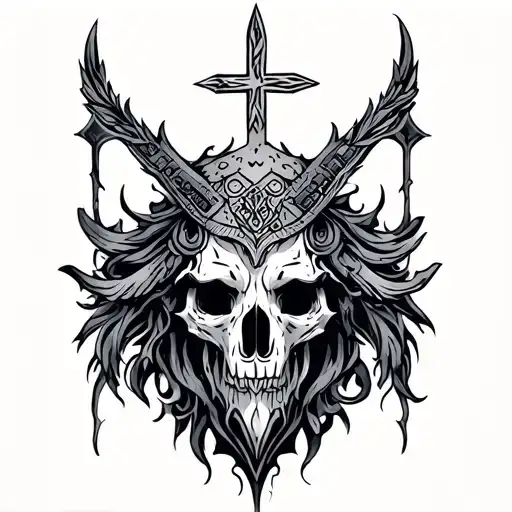 BASQUZ CROSS Nordic Bousson style tattoo design idea