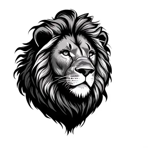 minimal lion tattoo loooking into the distance voyage in uniform tattoo design idea