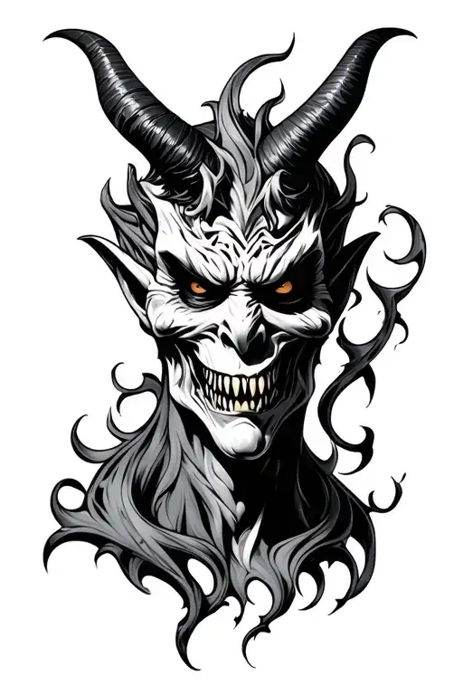 Demon face tattoo design idea