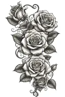 multiple detailed rose's with vines going tattoo design idea