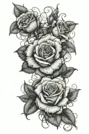 multiple detailed rose's with vines going tattoo design idea