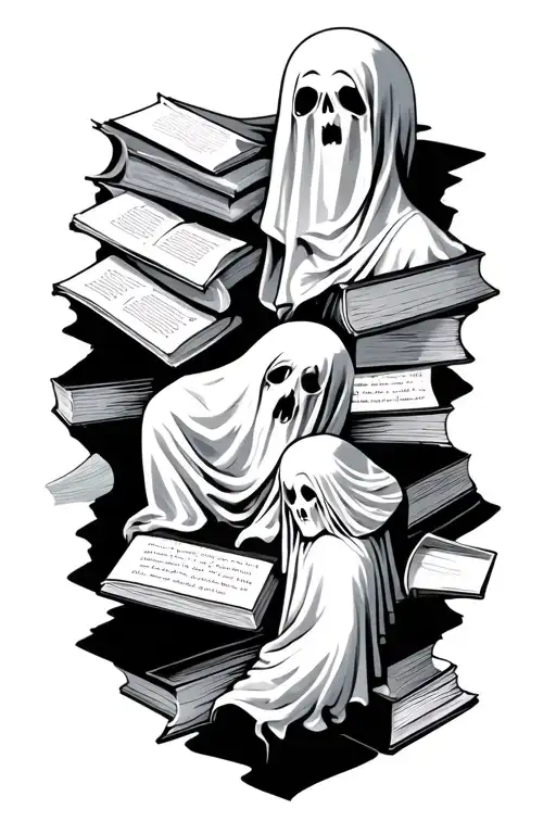 ghosts with books  tattoo design idea