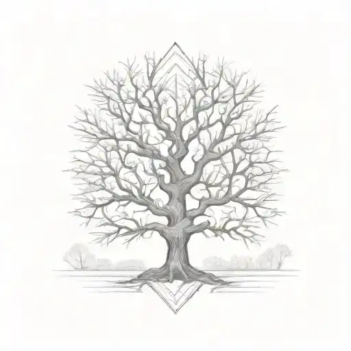 dead tree that have new leaves tattoo design idea