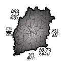 Create tattoo with Michoacan map outline and include 08/28/63 and 03/08/73 in Roman numerals inside tattoo design idea