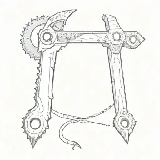 a saw blade and a hammer tattoo design idea