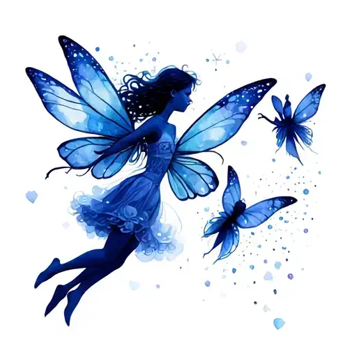 ertheral miniature fairies flying tattoo design idea