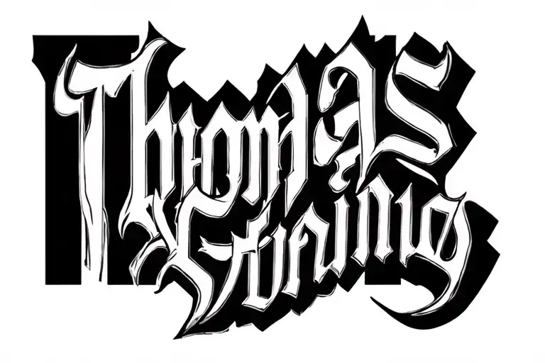 Create a tattoo template with the names Thomas Andreas Oliver and Florian in the Viking Stiel tattoo design idea