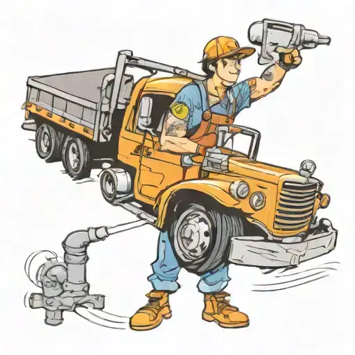 truck driver combine plumber tattoo design idea