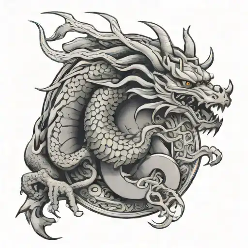money, luck, dragon, son, family, samurai tattoo design idea