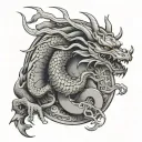 money, luck, dragon, son, family, samurai tattoo design idea