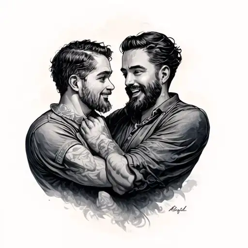 Father son time tattoo design idea
