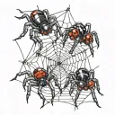 3 baby red back black widow spiders weaving their webs tattoo design idea
