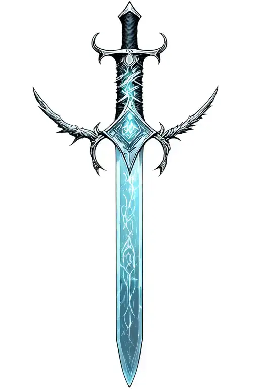 cyber sigilism style sword tattoo tattoo design idea