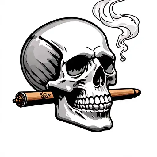 skull smoking blunt tattoo design idea