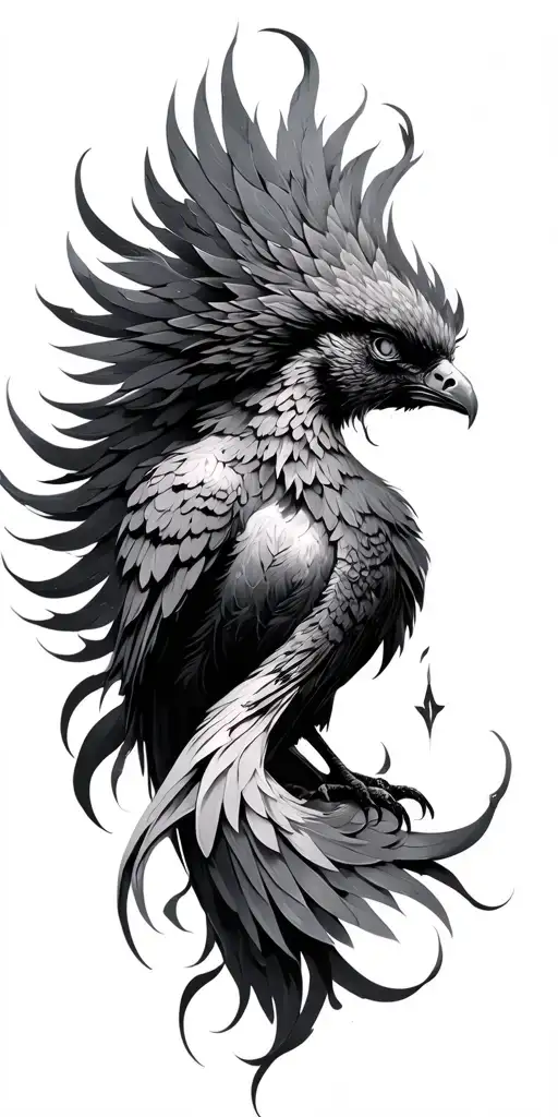 Feminine Phoenix tattoo design idea