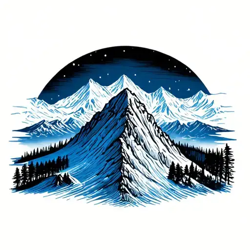 Using the lyrics of the song Landslide by Fleetwood Mac and a scene of a landslide on a mountain that resembles the Blue tattoo design idea