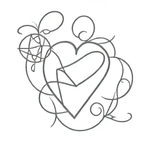 three J's and a heart shape tattoo design idea