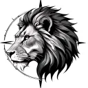 Lion Compass tattoo design idea