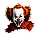 pennywise the dancing clown laughing tattoo design idea