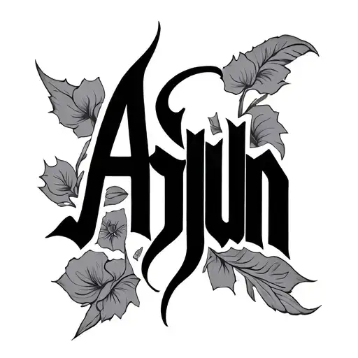 Arjun Name Tatoo in Samarkan Font tattoo design idea