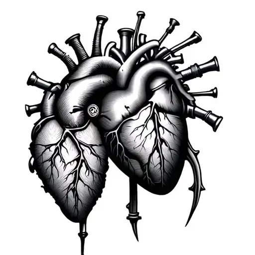 steampunk anatomical heart made tattoo design idea