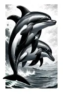 A sailor was sad and depressed, watching the water and having thoughts of suiciding, when suddenly 2 dolphins came and s tattoo design idea