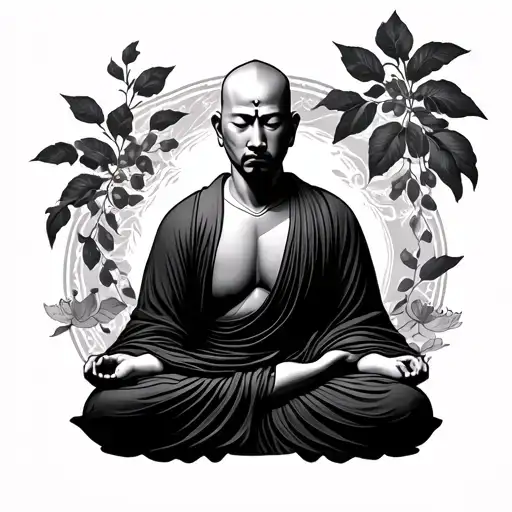 Meditating Monk tattoo design idea