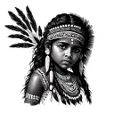 Puerto Rican Taino Indian girl sleeve with second have tribal pattern  tattoo design idea